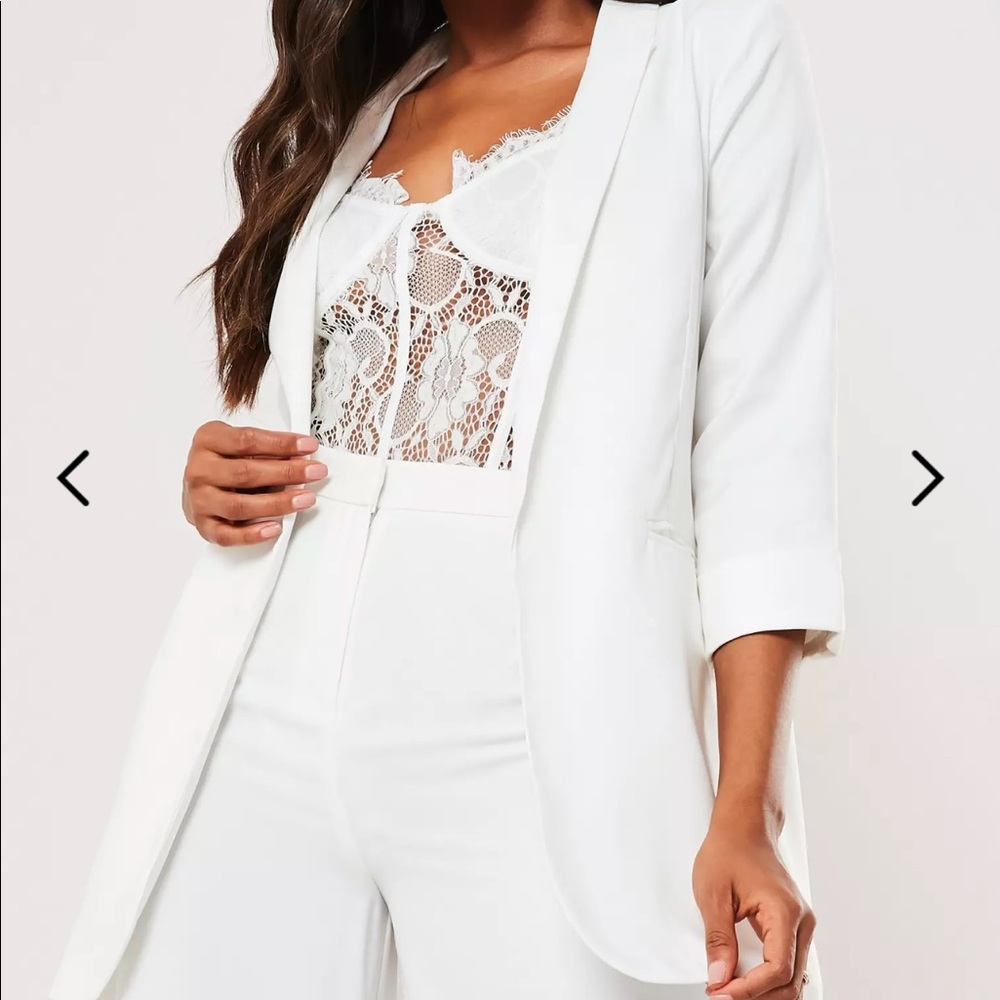 White co-ord basic boyfriend blazer